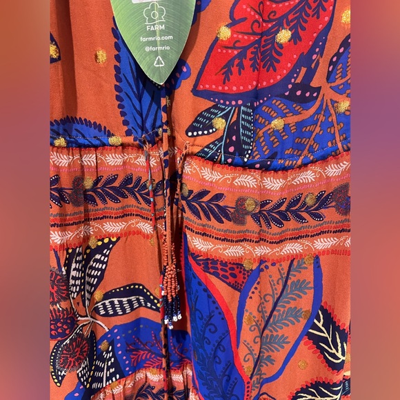 Farm Rio Brown Wild Jungle Midi Dress Size S NWT - Picture 3 of 9
